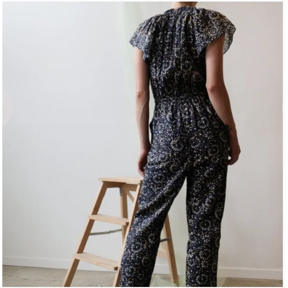 Ulla Johnson Terra Jumpsuit 6 Azul Blue Floral Ruffle Boho. Excellent condition. - Picture 4 of 10